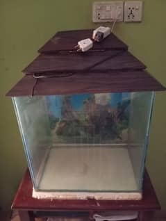 Aquarium 5mm glass,size 18*18*12 with Hut 3D 12v light pink & White,