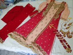 Bridal Maxi Dress Pure Red and Peach(few hours used)