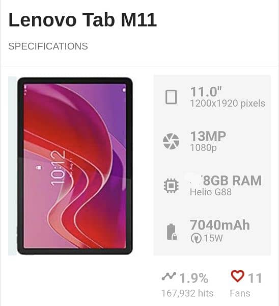 Lenovo M 11 USA Stock 8/128 gb box peaks 0