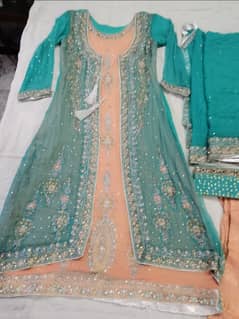 Walima Maxi Dress turquoise and Peach color