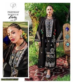 3 pcs women's unstitched lawn embroidered suit