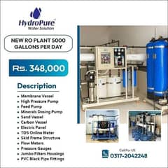 RO Plant 5000 Gallons Per Day, New, Water Plant, Without Membrane