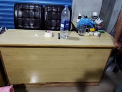 2 Sofa Seats + Wood Counter For Sale