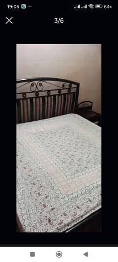 KING SIZE IRON BED WITHOUT MATTRESS with side table (Good condition)