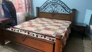 Wooden & Iron Mixed King size bed