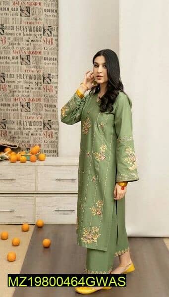 2 Pcs Women's Lawn Embroidered Suit 0