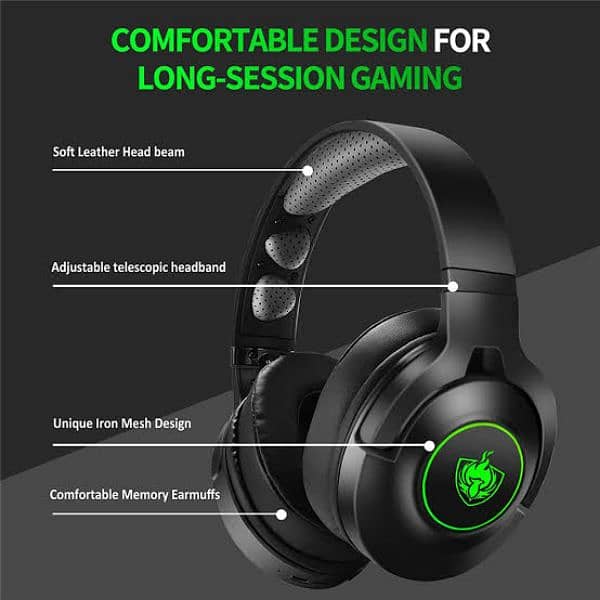 PHONIKAS Q9 GAMING HEADPHONE 2 IN 1 WIRED + WIRELESS 1