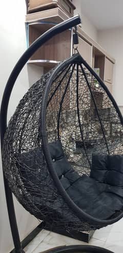 Black Swing Chair with Cushions