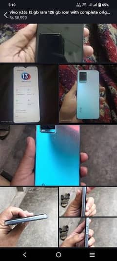 vivo y33s 12 gb ram 128 gb rom with original box and charger