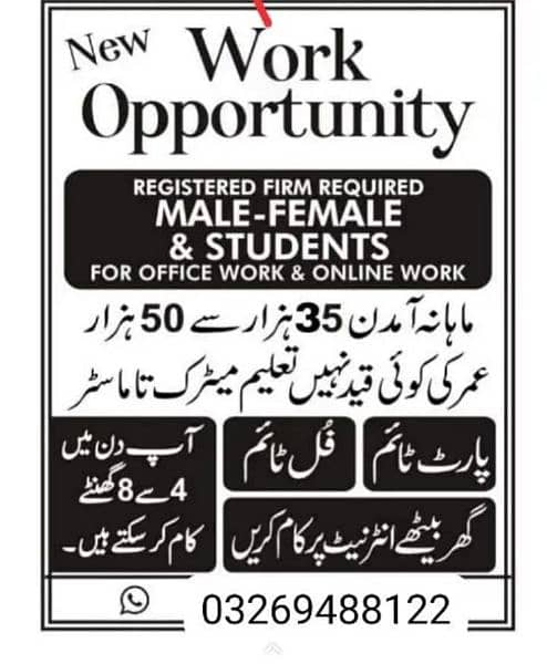 staff required for job male female and student 0