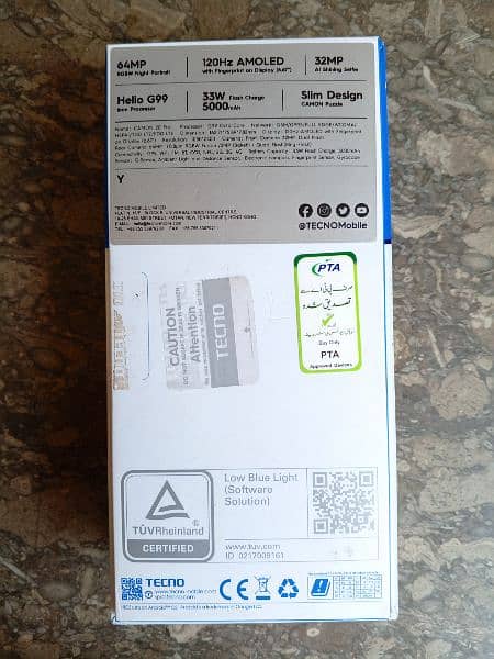 Tecno Camon 20 Pro. . . . . 8+8/256. . . . . . with box and charger 12