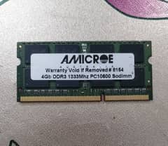 AMICROE 4GB DDR3 1333MHz Laptop RAM 0