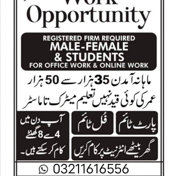 Urgent Staff Required for job 0