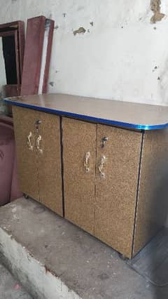 iron table or multi purpose table with cabinet