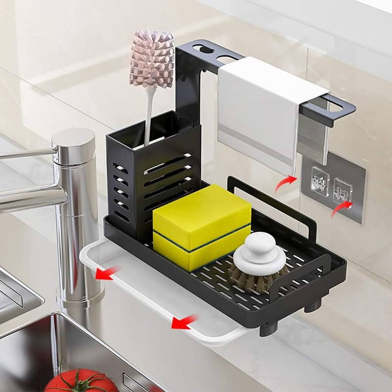 ADOAO Sink Caddy Organiser Sink Organiser Stainless Steel Kitchen 3