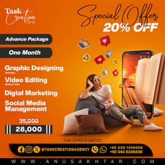 Graphic Designing,Video Editing,Digital Marketing,Social Media Manage