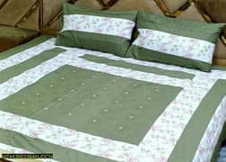 3 pcs cotton sotton patchwork double bedsheet