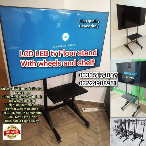Tv Floor stand with wall mount & wheels for LCD LED tv 0