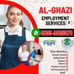 Cook/Maids/baby sitter /Driver/Patient Care/Nanny/Helper Kam wali