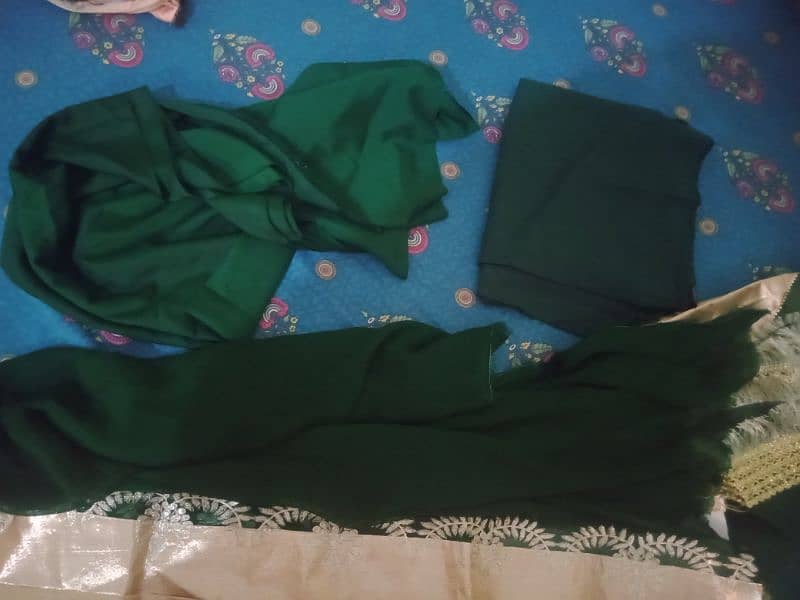 Dark Green Unstitched Frock 0