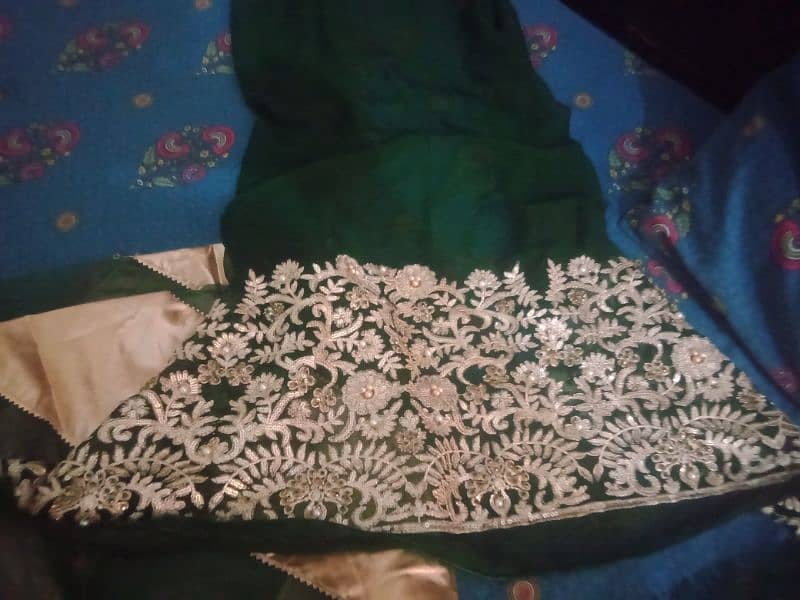 Dark Green Unstitched Frock 3