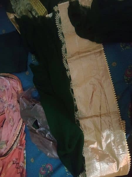 Dark Green Unstitched Frock 5