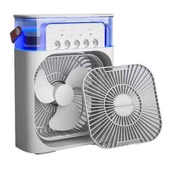 In 1 Mini Portable USB AC Fan Humidifier & LED Water Lamp