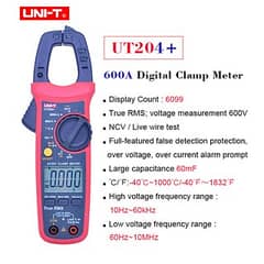 UT204+	AC/DC Digital Clamp Meter 600A