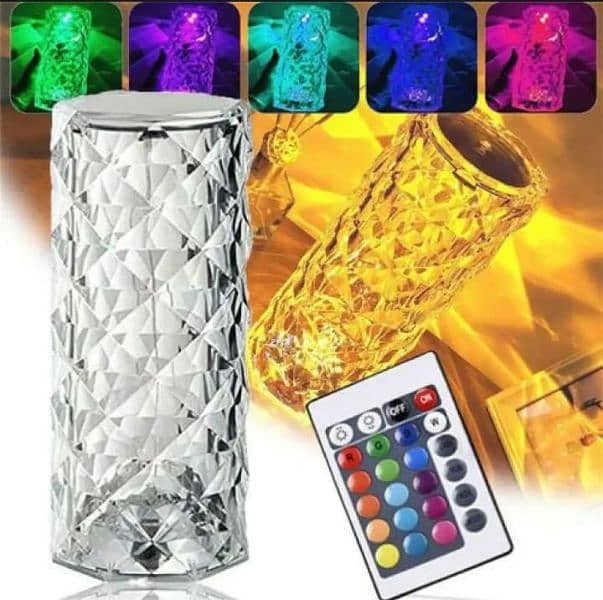 Rechargeable Crystal Table Lamp with 16 colors light 0