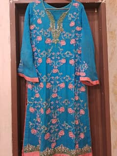 Blue hand embroidery dress