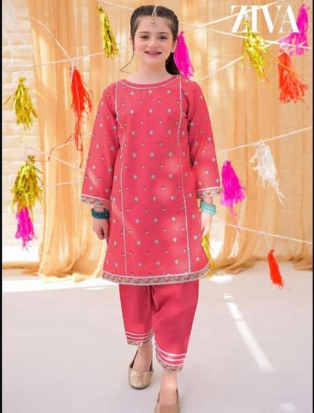 3 Psc Girl's Lawn Embroidered Unstitched Suit 0