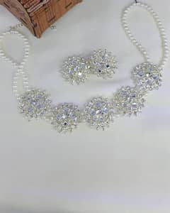 Women silver plated necklace with earrings