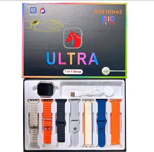 Original S10 Ultra 2 Smart Watch with 7 Straps | Magnetic Charger 1