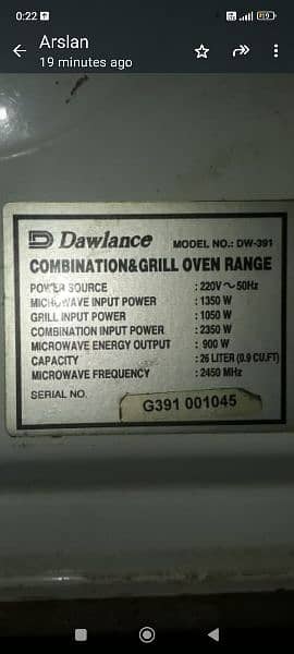 Dawlance oven 3