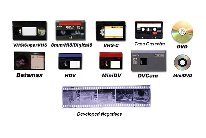 VCR VHS DV VHSC Betamax Hi8 Handycam Negatives convert Digital USB DVD 1