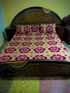 double bed with two side tables for sale