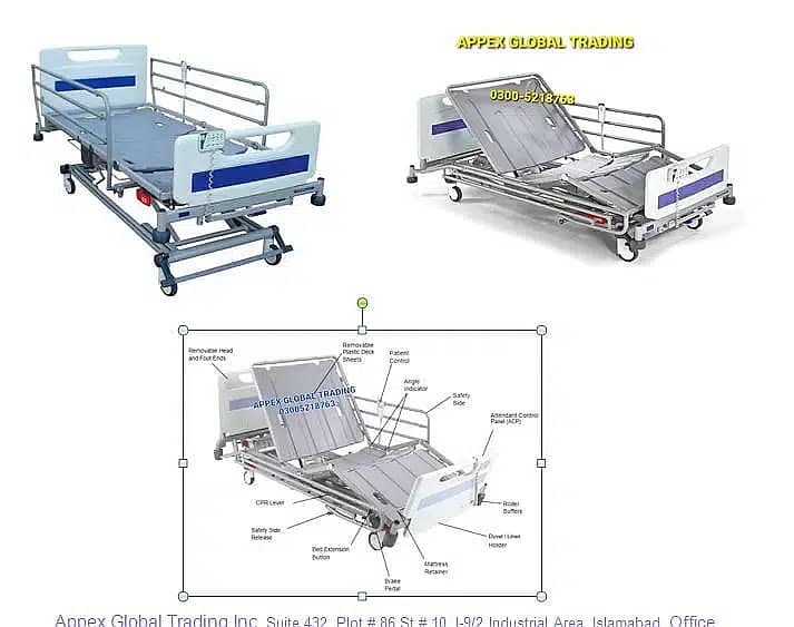 Hospital patient electric motorized icu bed _USA/U. K Branded 12