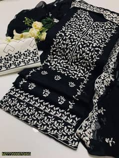 3 PCs Women's Unstitched Cotton Embroidered Suit