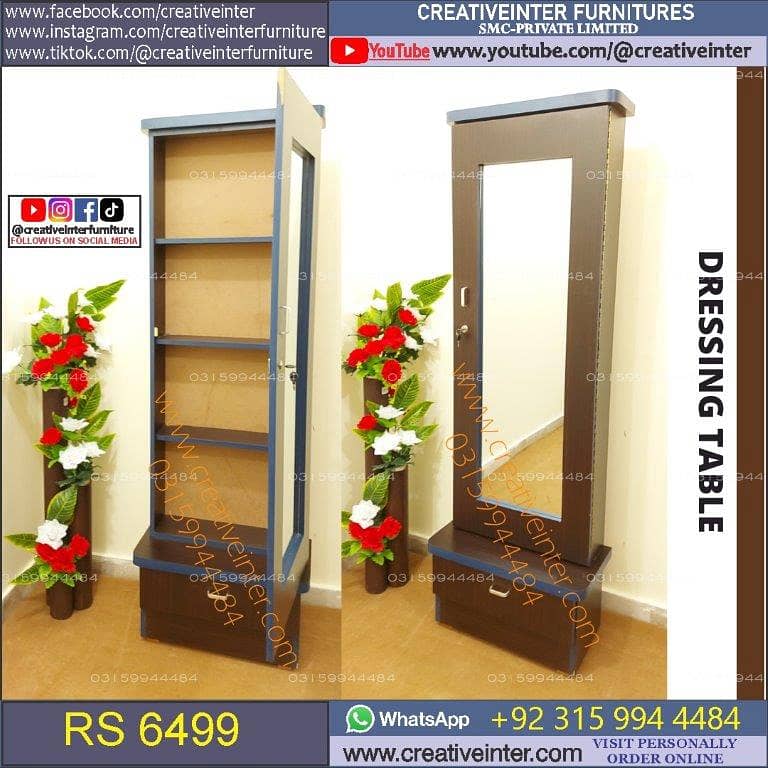 Dressing Cupboard Almari Wardrobe set single Iron Stand mirror 12