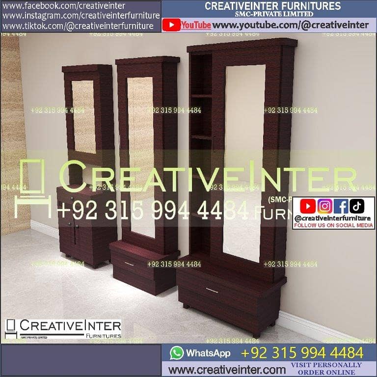 Dressing Cupboard Almari Wardrobe set single Iron Stand mirror 16