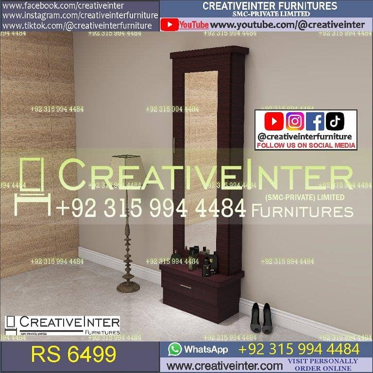 Dressing Cupboard Almari Wardrobe set single Iron Stand mirror 5