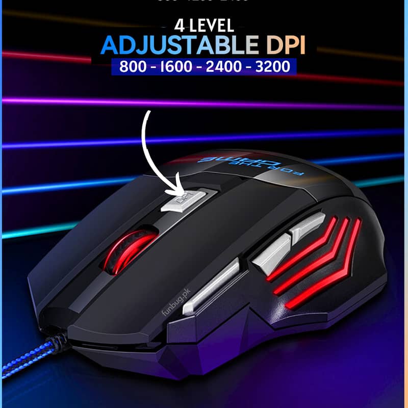 PRO Gaming Mouse RGB 3200dpi Wired 6 Buttons & Braided Wire (Box Pack) 1