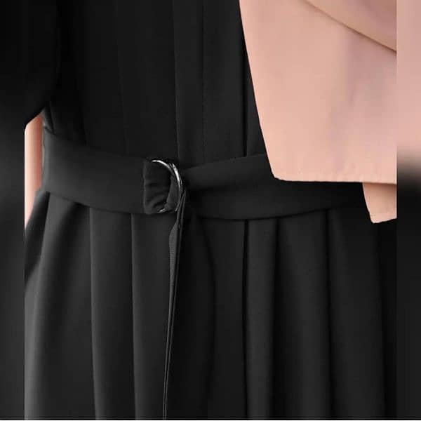 front zip s side pocket abaya with adjustable belt 0