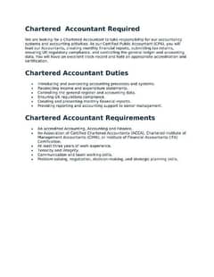 chartered accountant required