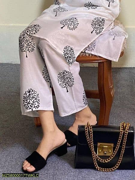 2 PCs Women's Stitched Arabic Lawn Printed shirt and trouser 4