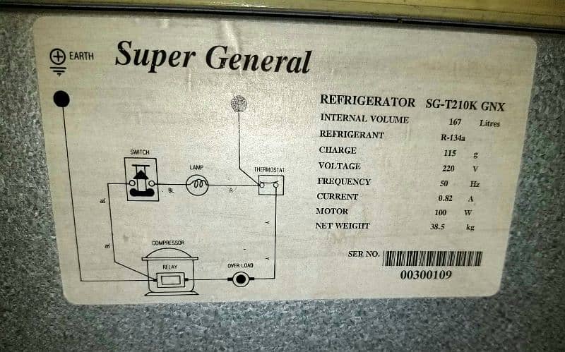 Fridge Super General SG-T210K GNX 9