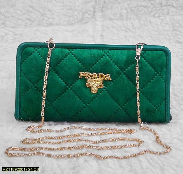 Hand and shoulder wallet for girls with long golden chain 0