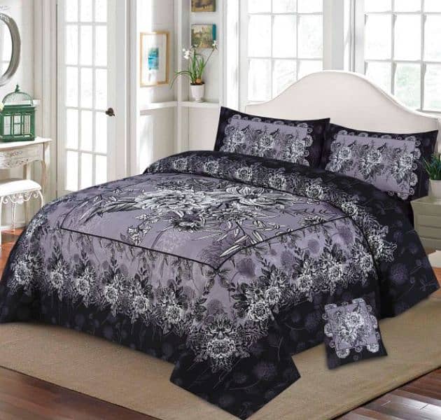 4pc 3d Panel Bed Sheet / 3d Panel Bedsheet Crystal Cotton 3