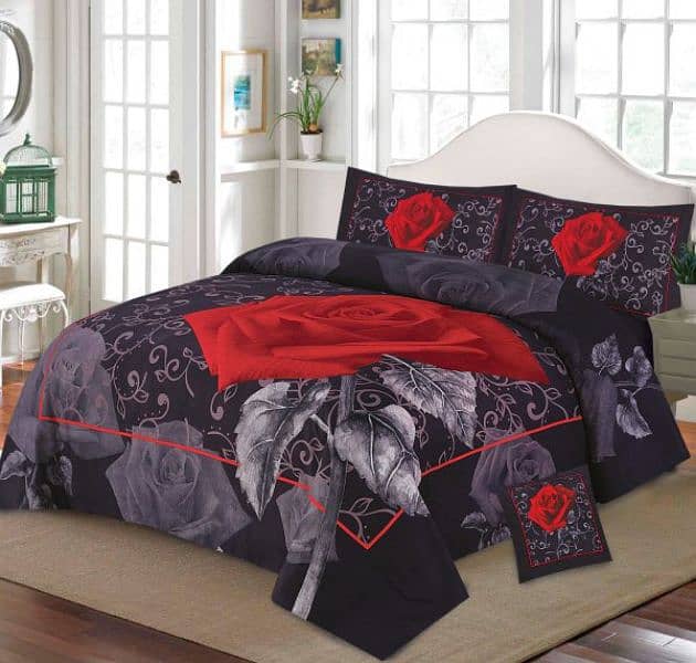 4pc 3d Panel Bed Sheet / 3d Panel Bedsheet Crystal Cotton 4