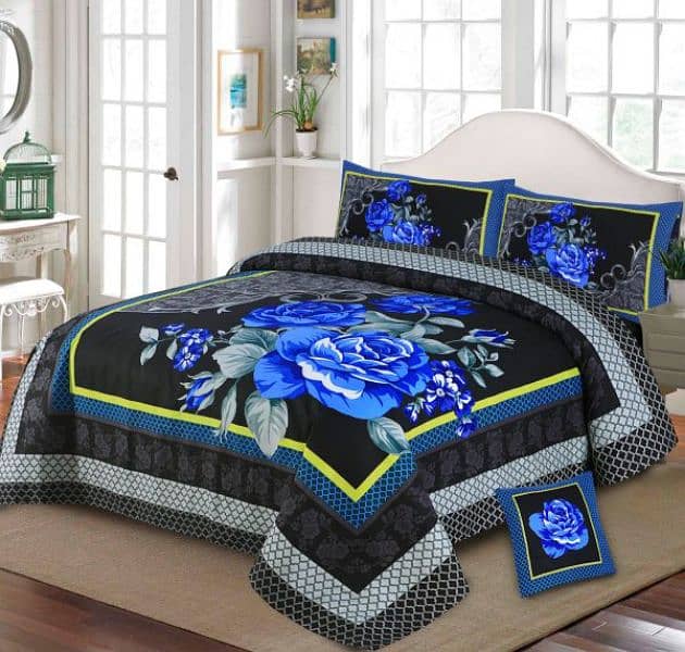 4pc 3d Panel Bed Sheet / 3d Panel Bedsheet Crystal Cotton 6